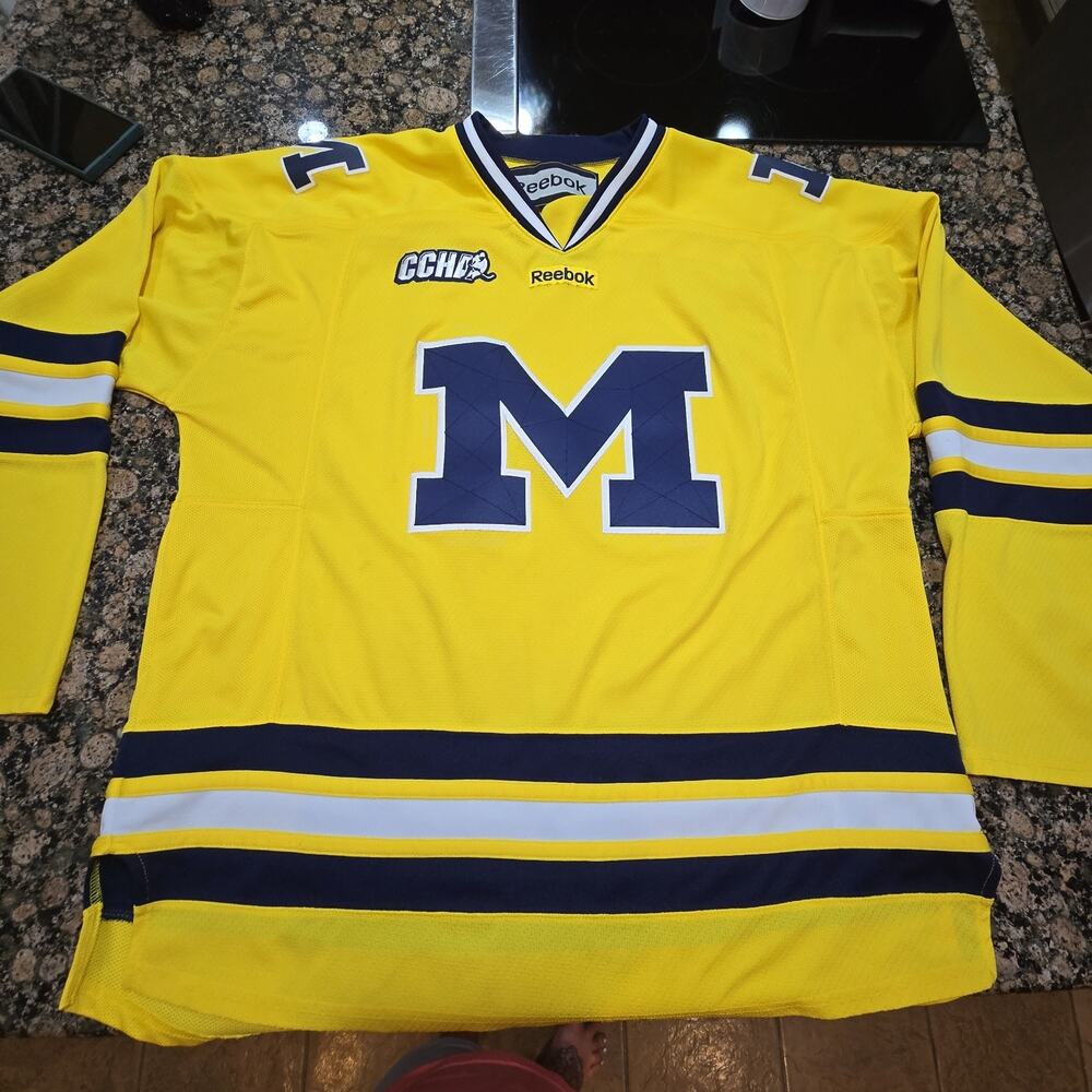 Reebok XL Michigan Wolverines CCHA CHL OHL NHL Alternate Hockey Jersey